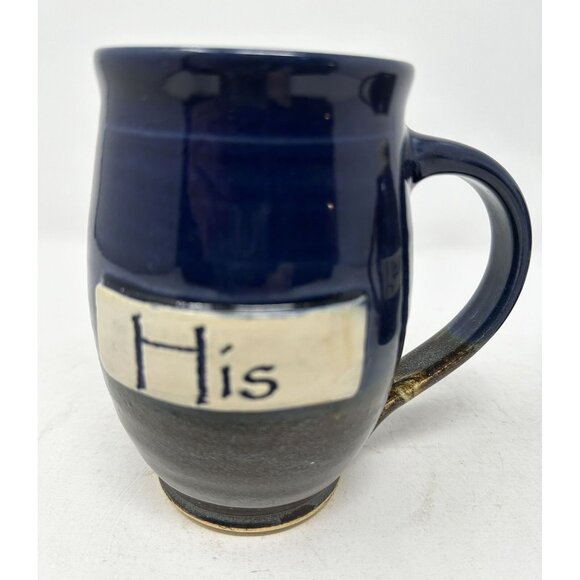 STUDIO POTTERY ANGELA GRAHAM SIGNED Set of 2 HIS & HERS Ceramic Mugs Handmade - Picture 8 of 10